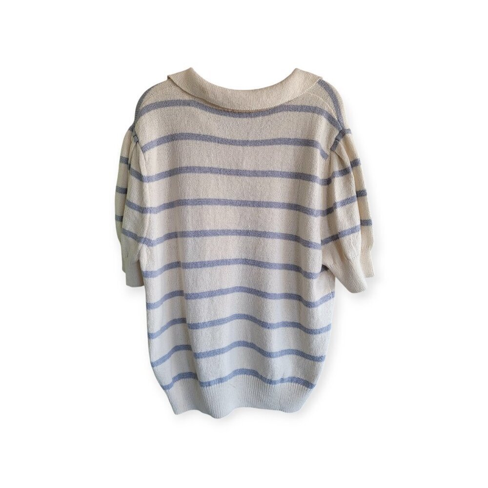 Johnnie O Gigi Lightweight Polo Sweater XL Blue White Striped Cotton NWT - Picture 3 of 12